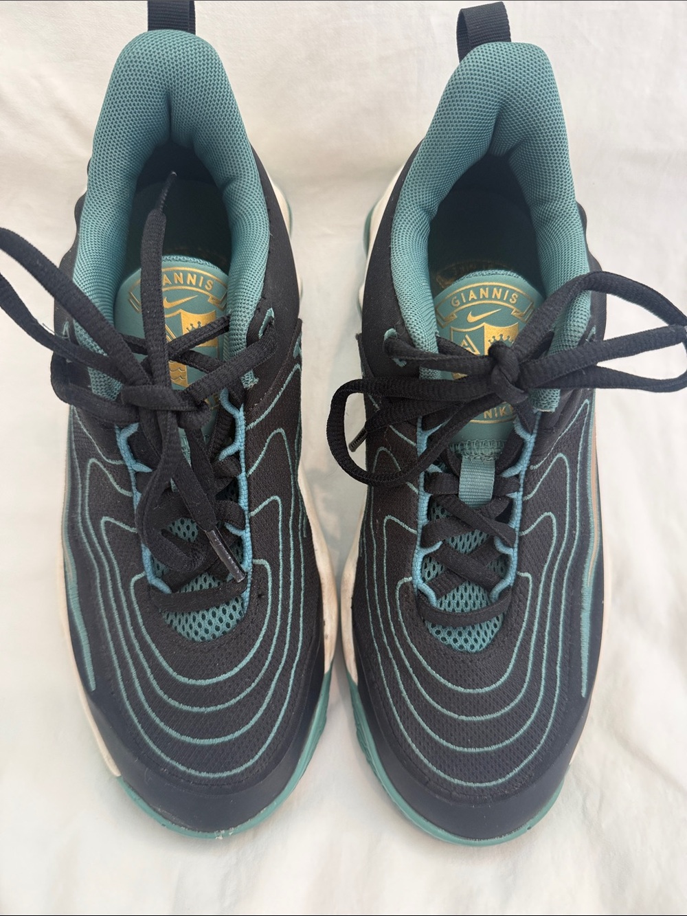 Kids/Boys Giannis by NIKE' Teal & Black Athletic Shoes